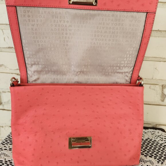 Euc Kate Spade Portola Valley Ostrich Embossed Leather Satchel Handbag - Picture 11 of 15
